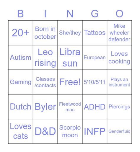 Me Bingo Card