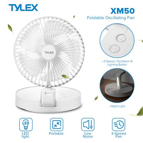 TYLEX XM50 Foldable Oscillating Fan Portable 4000mAh W 3 Gear Wind