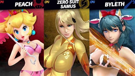 Super Smash Waifus Ultimate Peach In Lingerie Vs Thicc Zero Suit Samus Vs Byleth Moo Moo Farm