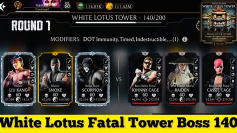 White Lotus Fatal Tower Bosses Battle Fight Reward Mk Mobile