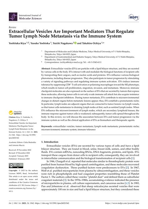 PDF Extracellular Vesicles Are Important Mediators That Regulate