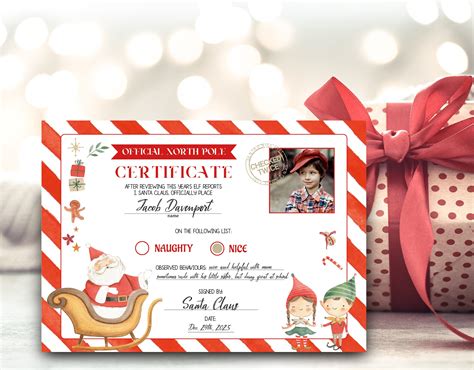 Editable Santa Claus Official Certificate Nice List Letter Etsy