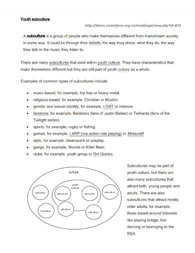 Subculture Examples Format How To Identify Pdf