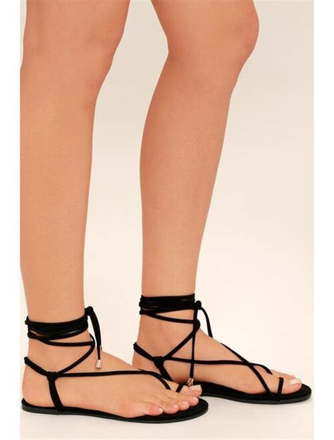 Buy Lulus Micah Black Lace Up Flat Sandals Online Topofstyle