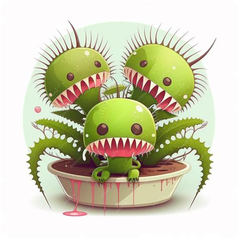 Premium AI Image | Illustration of three plants with teeth and teeth on ...