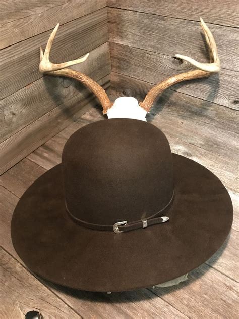 Dark Brown Open Crown 50x 4” Brim Made For Bullrider Brenton