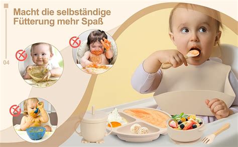 Mojinl Silikon Baby Geschirrset Rutschfest Kindergeschirr Set Mit