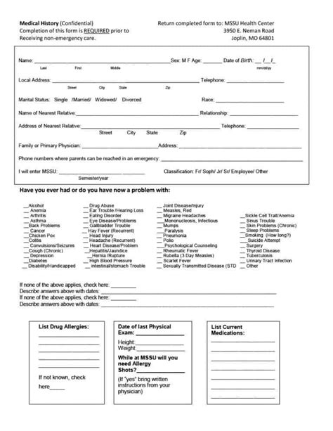 67 Medical History Forms Word Pdf Printabletemplates Artofit