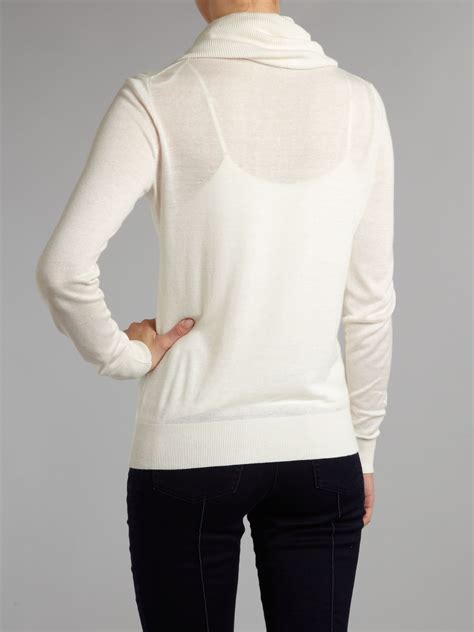 Michael Michael Kors Silk And Cashmere Cowl Neck Sweater In Ecru White Lyst