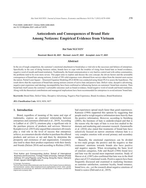 Pdf Antecedents And Consequences Of Brand Hate Among Netizens