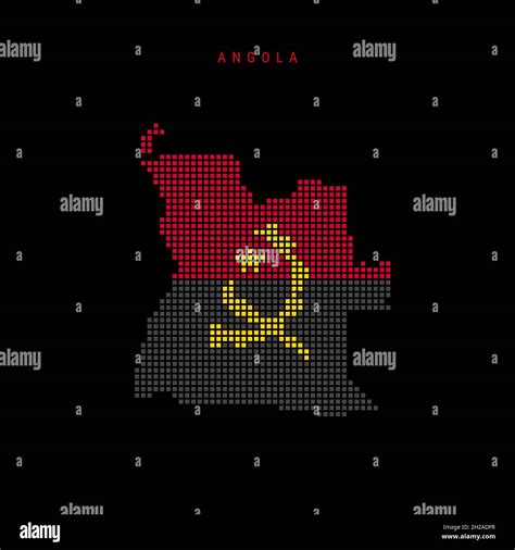 Square Dots Pattern Map Of Angola Dotted Pixel Map With National Flag