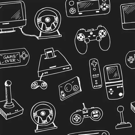 Hand Drawn Doodle Video Games Seamless Pattern Stock Image Everypixel