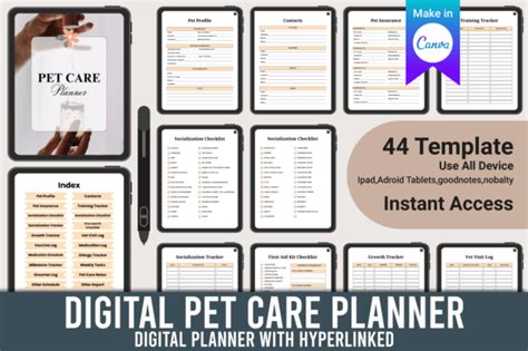 Digital Pet Care Planner Canva Template Graphic By Kdpmart Creative