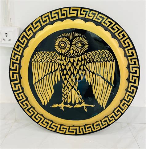 24 Inch Medieval Owl Authentic Ancient Greek Hoplite Round Shield