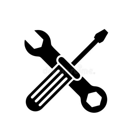 Screwdriver And Wrench Vector Icon Isolated On White Background From