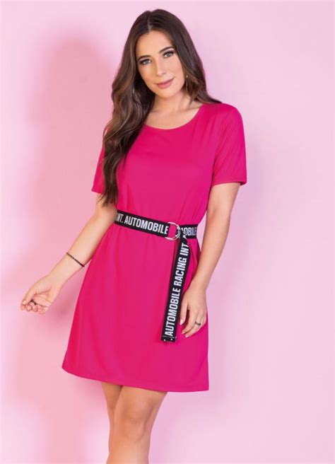 Vestido Pink Faixa Decorada Para Amarrar Queima De Estoque