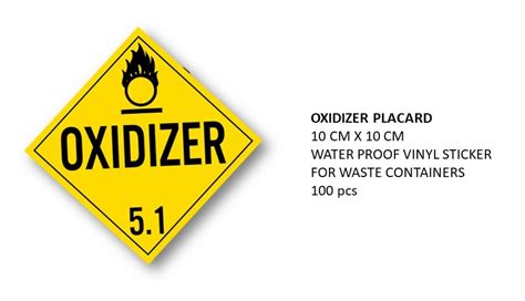 100 Pcs Oxidizer Sticker Label 10x10 Cm Water Proof Sticker Labels