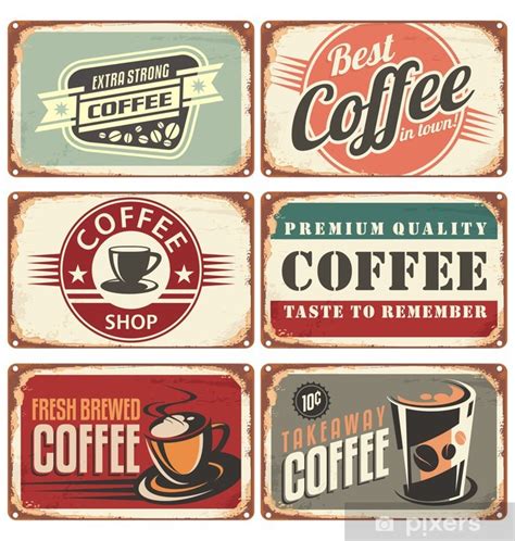 Set Of Vintage Coffee Tin Signs Sticker • Pixers® • We Live To Change