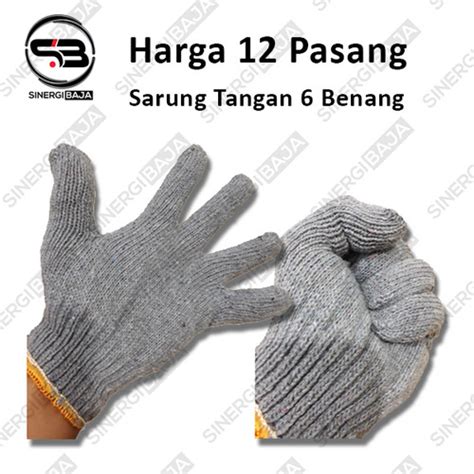 Jual Sarung Tangan Kerja Benang 6 ABU Kain Bangunan Safety Glove