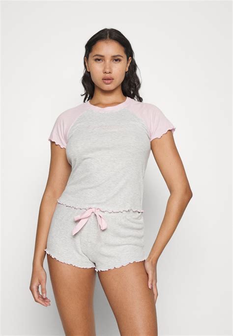 Boux Avenue Collegiate Tee And Short Set Pyjama Grey Mix Grau