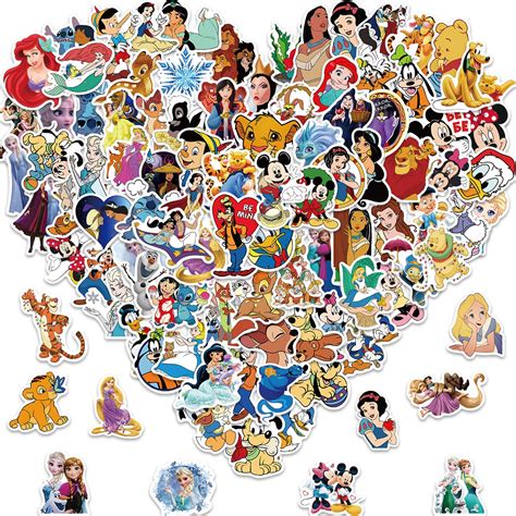 Buy 100PCS Cartoon Character Stickers Kids Disney Stickers Pack Cartoon ...