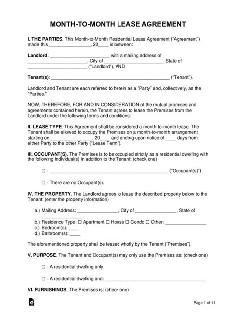 Month To Month Residential Lease Agreement Form Fill Out And Sign Printable Pdf Template