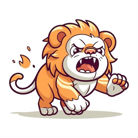 Premium Vector Angry Lion Cartoon Mascot Character Vector Illustration