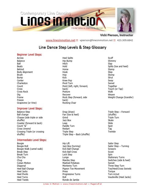 Glossary Linedance Steps | PDF | Foot | Dances