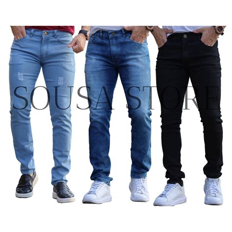 Kit 3 Calça Jeans Masculina Skinny Original Elastano Lycra Qualidade