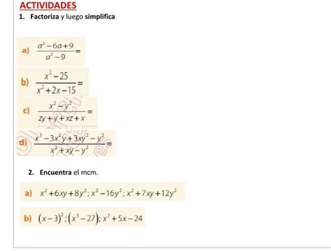 FACTORIZA Y LUEGO SIMPLIFICA Brainly Lat