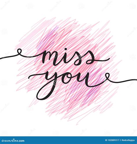 Miss You Lettering Stock Illustration Illustration Of Pink 102889317