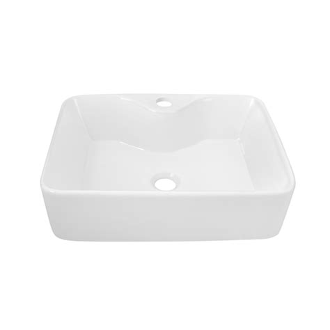 Deervalley Ceramic Vessel Rectangular White Bathroom Sink 20 29 In X