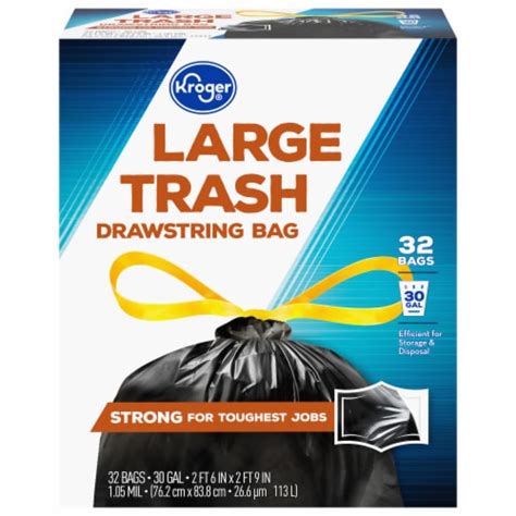 Kroger Large 30 Gallon Drawstring Trash Bags 32 Ct Kroger