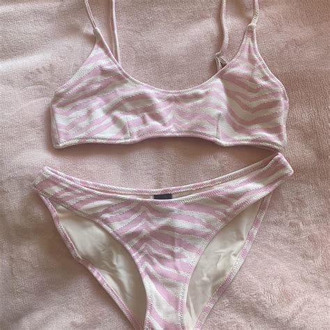 Triangl Pink Zebra Print Bikini Size Small Worn A Depop