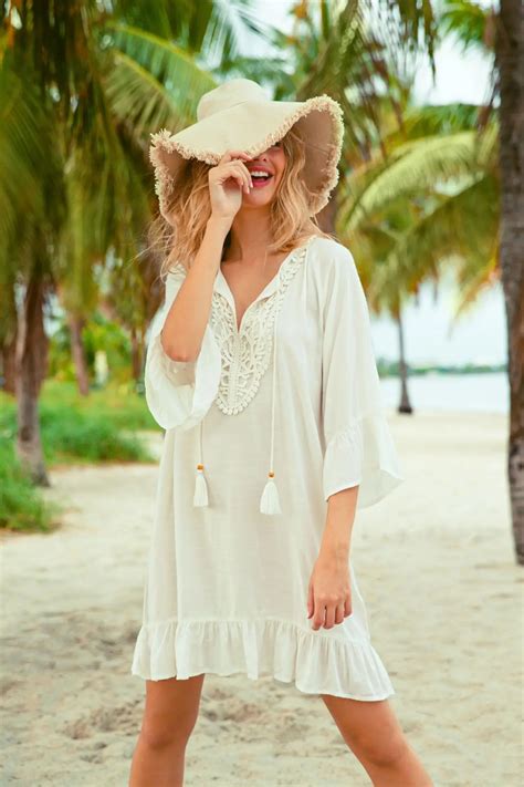 Hot Summer Women White Lace Tassel Crochet Bikini Cover Up Beach Top