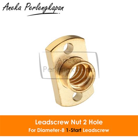 Jual Brass Leadscrew T8 Nut 2 Hole Mount Lead 2 Pitch 2mm Start 1 Dia