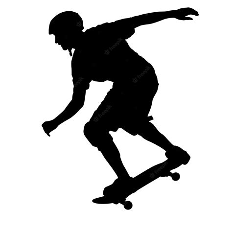 Premium Vector Black Silhouette Of An Athlete Skateboarder In A Jump