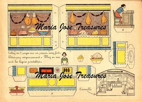 Vintage Charcuterie Shop Paper Model Cut Outs Digital Download Etsy