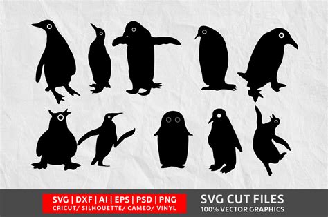 Penguin Silhouette Svg Cricut Svg Vector Illustration Penguin