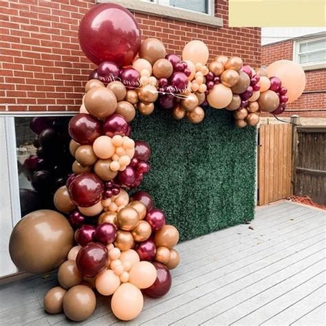 Pcs Wine Red Balloon Garland Arch Kit Metal Copper Gold Etsy