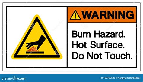 Warning Burn Hazard Hot Surface Do Not Touch Symbol Sign Vector