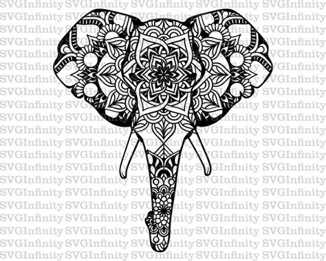 Elefant Mandala Svg Elefantenkopf Svg Ethnischer Elefant Svg Tribal