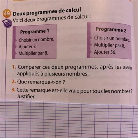 Deux Programmes De Calcul Voici Deux Programmes De Calcul