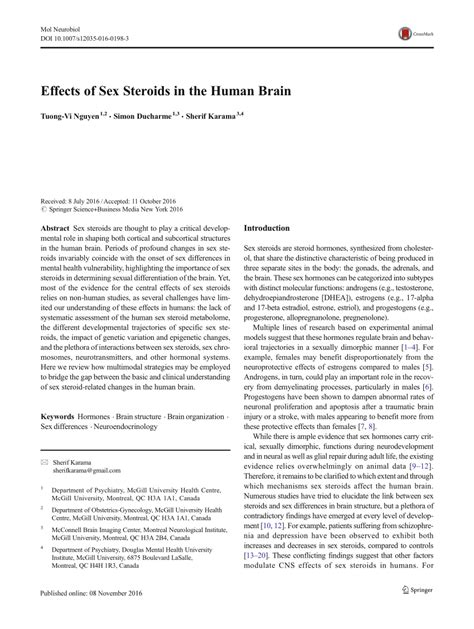 (PDF) Effects of Sex Steroids in the Human Brain