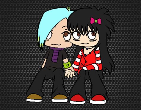 Dibujo De Pareja Emo Pintado Por En Dibujos Net El D A A Las