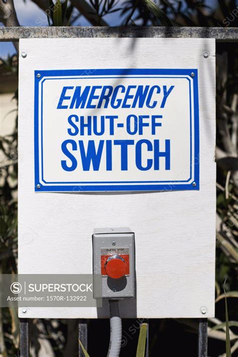 emergency shut  switch sign  button superstock