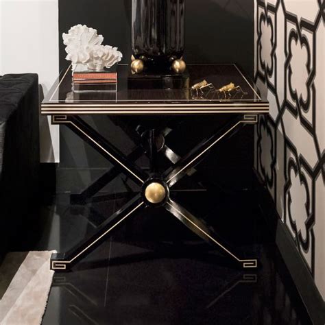 Contemporary Ebony Criss Cross Design Side Table Measuring Height