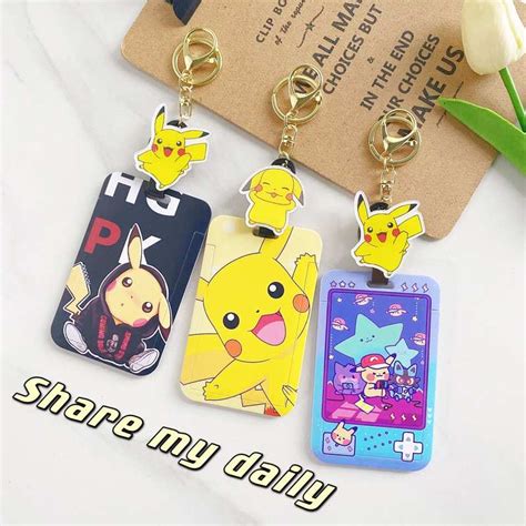 Pikachu Cute Id Card Holder Cartoon Retractable Credit Card Holders