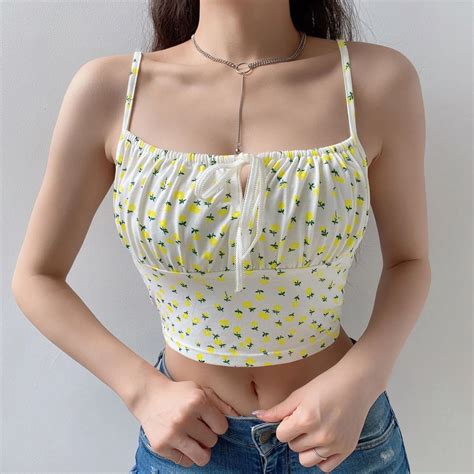 Fashion Print Backless Tank Camisole 2020 Women Spaghetti Strap Floral