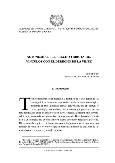 Pdf Autonom A Del Derecho Tributario V Nculos Con El Derecho